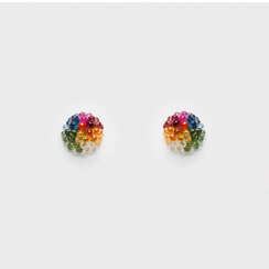 Paar extravagante, farbenprächtige Saphir-Ohrringe