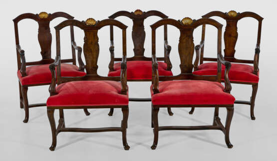 Satz von fünf großen Armlehnstühlen im Barock-Stil - Foto 1