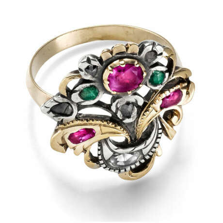 «Giardinetto» Ring mit Rubinen, Smaragden und Diamantrosen - фото 1