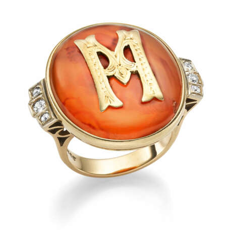 Monogrammring «M» mit Diamanten - photo 1