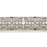 Diamond and sapphire platinum openwork band bracel… - фото 4