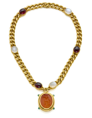 BULGARI | Cabochon moonstone and garnet yellow gol… - фото 1