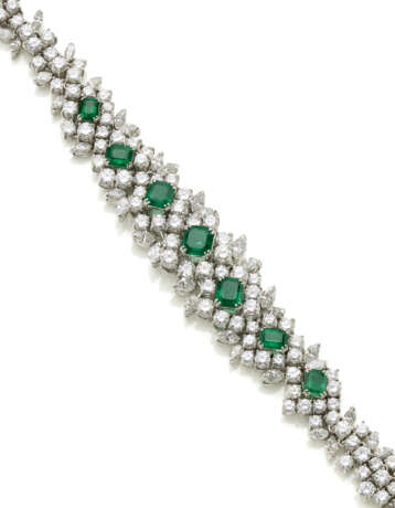 FRASCAROLO | Diamond and emerald platinum bracelet… - photo 1