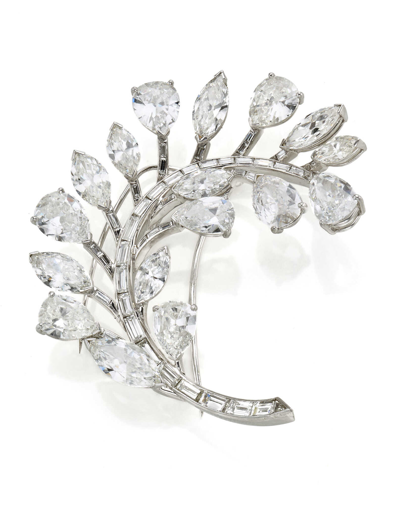 White gold pear, marquise and baguette diamond bro…