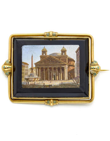 Micromosaic plaque of mm 40x50 circa on black vitr… - Foto 1