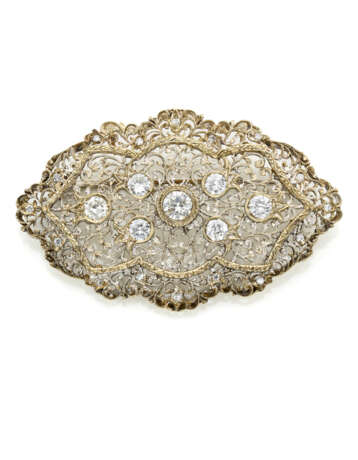 Diamond and white gold openwork brooch, diamonds i… - Foto 1