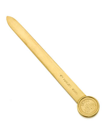 Yellow gold paper knife with inscriptions, g 77.02… - фото 1