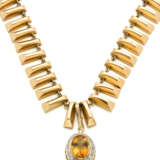 Yellow gold fringe necklace with a citrine quartz… - Foto 1