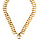 Yellow gold fringe necklace with a citrine quartz… - photo 2