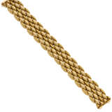 Partly knurled yellow gold modular bracelet, g 37.… - фото 1