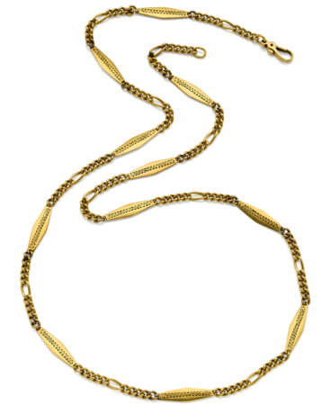 Yellow gold groumette link chain with rhombus shap… - фото 1