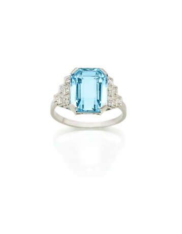 Octagonal ct. 3.70 circa aquamarine and diamond pl… - фото 1