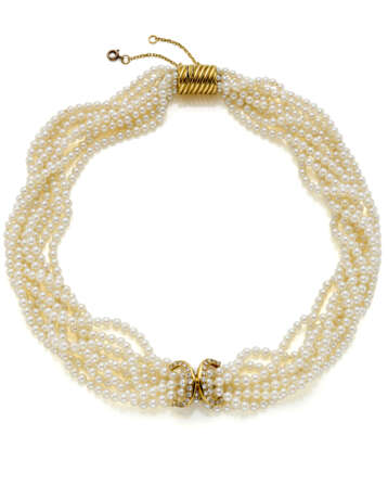 CARTIER | Multi strand pearl necklace with yellow… - фото 1