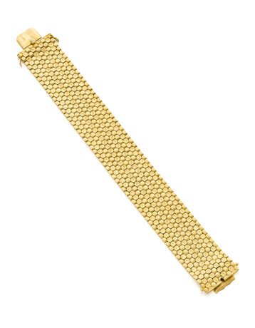 Yellow gold honeycomb band bracelet, g 70.05 circa… - photo 1