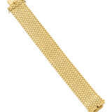 Yellow gold honeycomb band bracelet, g 70.05 circa… - photo 1