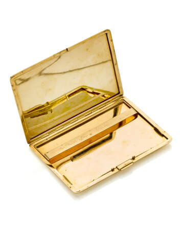 Yellow glazed gold rectangular cigarette case with… - фото 2