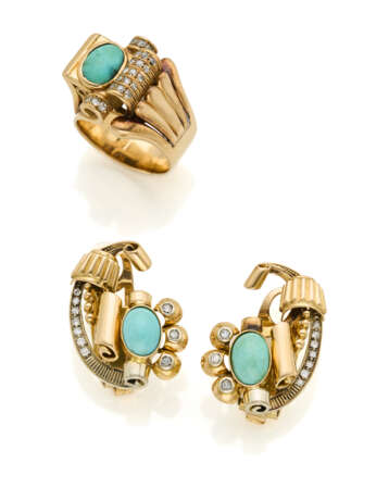 Diamond, turquoise and bi-coloured gold jewellery… - photo 1