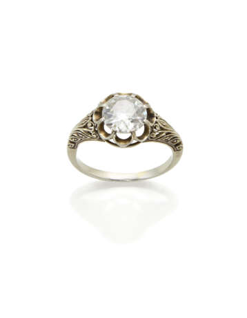 Round ct. 1.40 circa diamond white chiseled gold r… - Foto 1