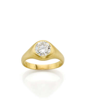 Round ct. 1.70 circa diamond yellow gold ring, g 6… - фото 1