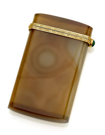 Agate and yellow gold card holder accented with ca… - photo 1