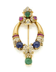 Ruby, sapphire, emerald and diamond yellow gold fi…