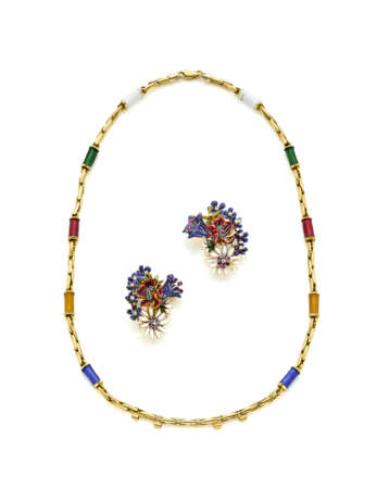 Yellow gold modular necklace with enamel spacers a… - фото 2