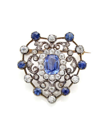 Sapphire and diamond 9K gold and partly gilded sil… - photo 1