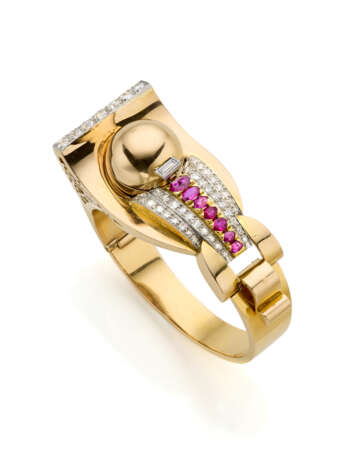 REGNER PARIS | Diamond and ruby yellow gold bracel… - фото 2