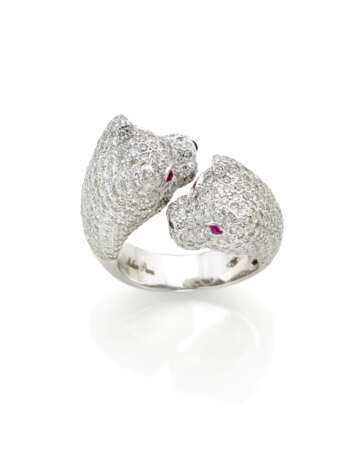 MILLER | Diamond pavè, ruby and white gold panther… - фото 1