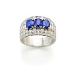 BULGARI | Oval sapphire and diamond platinum band… - photo 1