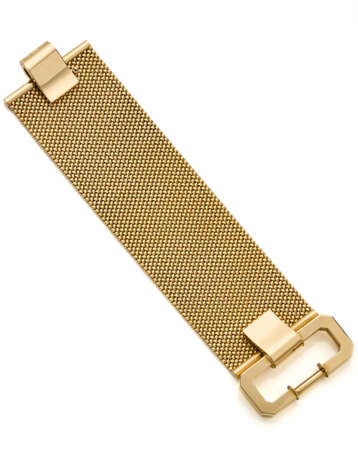 Yellow gold band bracelet with buckle clasp, g 180… - photo 1