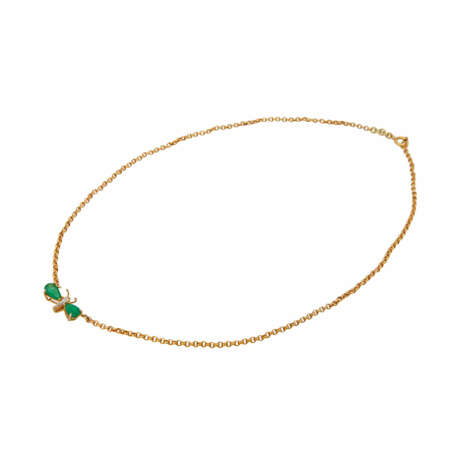 Collier mit kl. Flügelinsekt, aus 2 Smaragdtropfen - фото 3