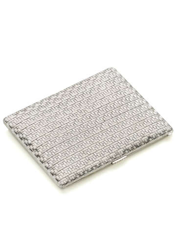 White gold rectangular cigarette case accented wit… - photo 1