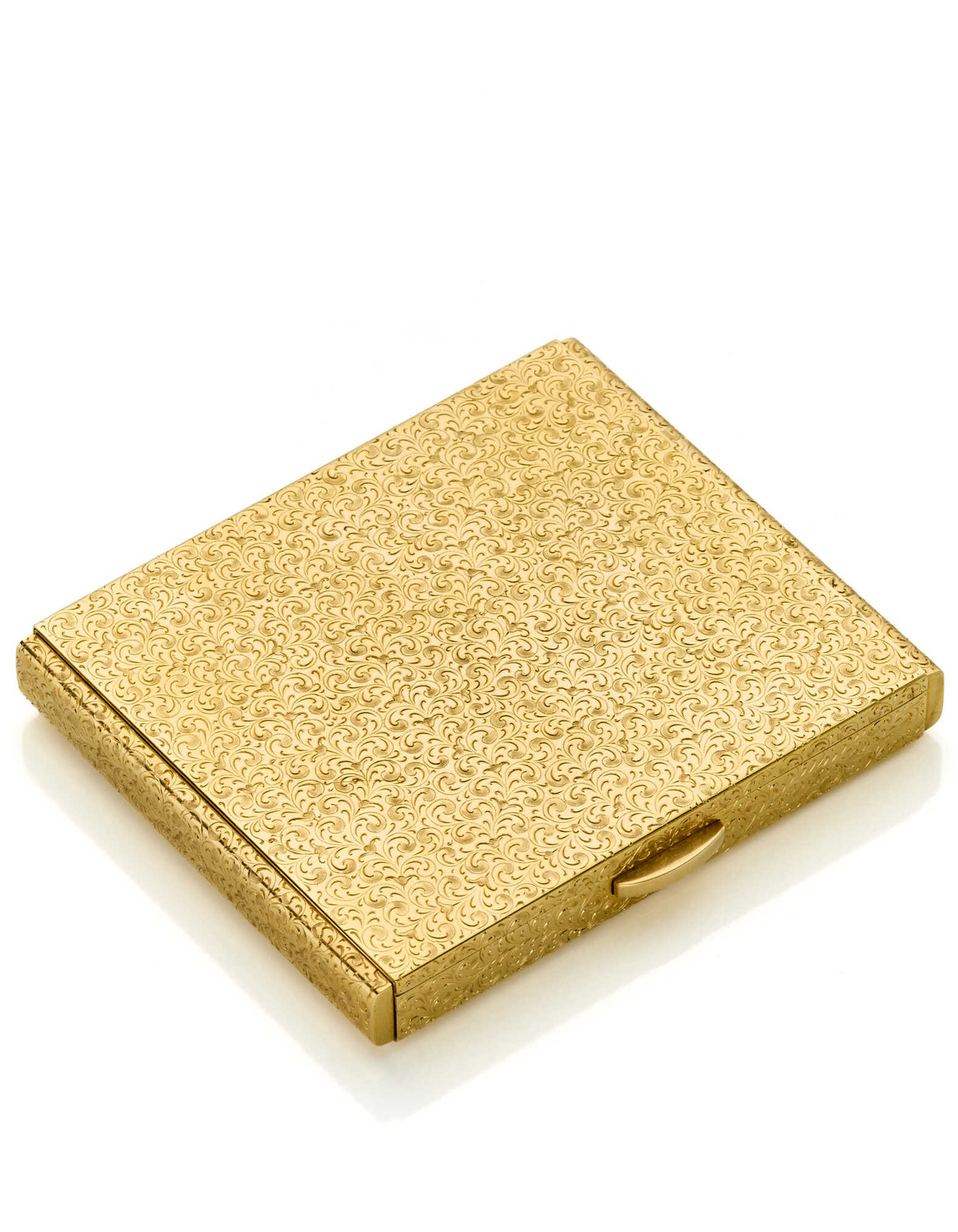 Yellow chiseled gold rectangular compact case with…