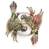 Diamond and bi-coloured gold parrot shaped brooch… - photo 1