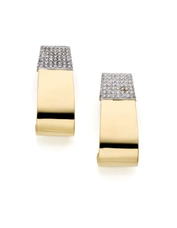 Diamond and yellow gold earrings, in all ct. 0.95… - photo 1