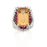 Octagonal ct. 16.00 circa topaz platinum ring acce… - Foto 1