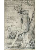 Hieronymus Hopfer. Weintrinkender und dudelsackspielender Satyr