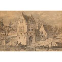 Unbekannt um 1830. Holländische Kanalszene