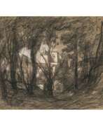 Jean-Baptiste Camille Corot. Camille (Jean-Baptiste-Camille) Corot, zugeschrieben. Waldlandschaft mit Blick auf ein Schloss