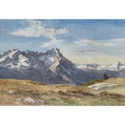 Edward Harrison Compton. Blick auf Alpspitze, Zugspitze und Waxenstein