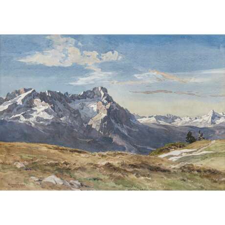 Edward Harrison Compton. Blick auf Alpspitze, Zugspitze und Waxenstein - photo 1