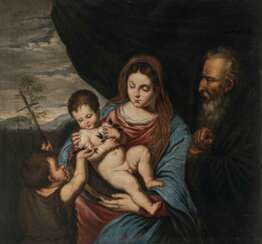 Tizian (Tiziano Vecellio), nach. Maria mit dem Kind, dem Johannesknaben und dem Hl. Antonius dem Großen