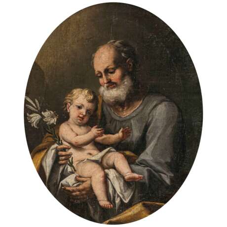 Italien 17. Jh.. Der Hl. Joseph mit dem Jesuskind - Foto 1