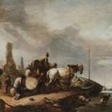 Philips Wouwerman, Nachfolge. Uferszene mit Arbeitern beim Beladen eines Bootes - Foto 1