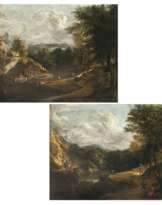 Franz Joachim Beich. Gebirgslandschaft mit Mühle und bäuerlicher Staffage - Gebirgslandschaft mit bäuerlicher Figurenstaffage