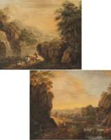 Deutsch (Christian Georg Schütz, 1718-1791, Umkreis ?) 18. Jh.. Flusslandschaften mit Figurenstaffage