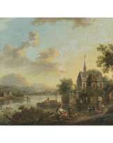 Christian Georg II Schüz (Schütz), zugeschrieben. Flusslandschaft mit Figurenstaffage