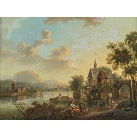 Christian Georg II Schüz (Schütz), zugeschrieben. Flusslandschaft mit Figurenstaffage - Foto 1