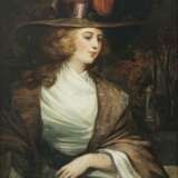 England (George Romney, 1734 Dalton-in-Furness - 1802 Kendal, Umkreis?) 2. Hälfte 18. Jh.. Bildnis einer Dame mit Hut - Foto 1